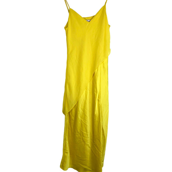 Saunders Collective Lara Dress Midi Side Slit Yellow  US 4 - Picture 6 of 15